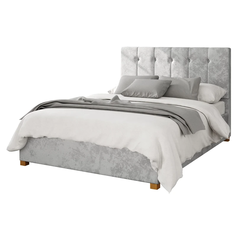Aspire Beds Ottoman - 5 Vert Ln - Mirazzi Velvet - Silver - 60