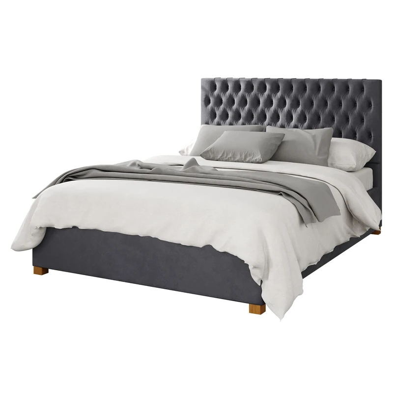 Aspire Beds Ottoman - 48 Diamond - Plush Velvet - Steel - 30