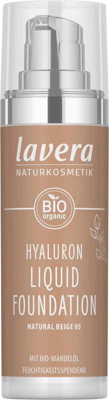 lavera Hyaluron Liquid Foundation - Natural Beige 05 - natural cosmetics - Vegan - Silky, lightweight texture - free from mineraloil - Natural hyaluronic acid & Organic almond oil - 30ml