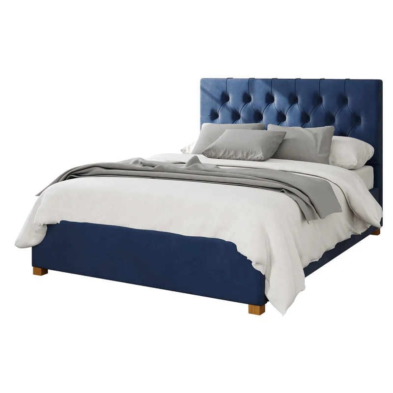 Aspire Beds Ottoman - 6 Diamond - Plush Velvet - Navy - 40
