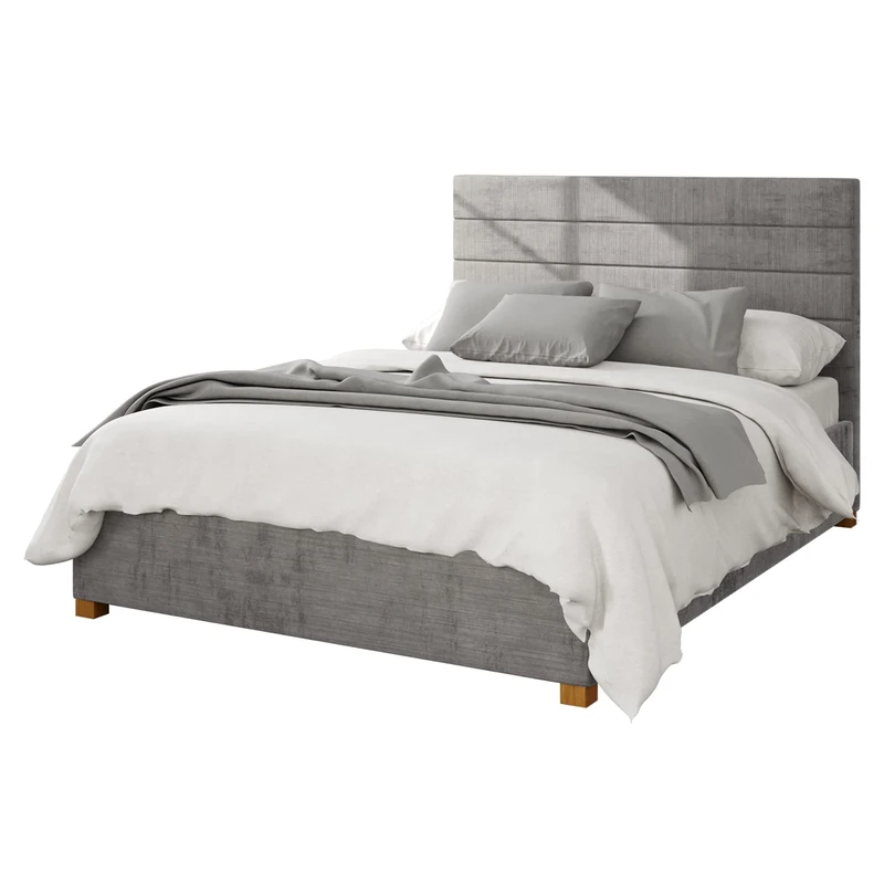 Aspire Beds Ottoman - Hor Ln - Firenze Velour - Silver - 46