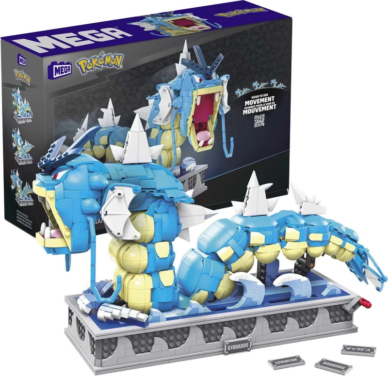 MEGA Pokémon Building Toys for Adults, Motion Gyarados with 2186 Pieces, Moving Mouth and Tail, Gift Idea for Collectors, HGC24