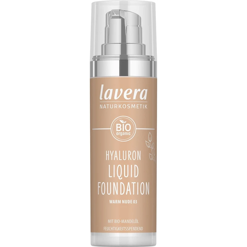 lavera Hyaluron Liquid Foundation - Warm Nude 03 - almond oil - intense moisture - flawless medium coverage - natural complexion - natural cosmetics - vegan - organic (1 x 30ml)
