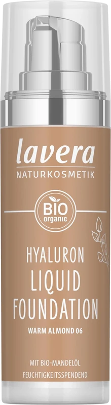 lavera Hyaluron Liquid Foundation - Warm Almond 06 - natural cosmetics - Vegan - Silky, lightweight texture - free from mineraloil - Natural hyaluronic acid & Organic almond oil - 30ml nude