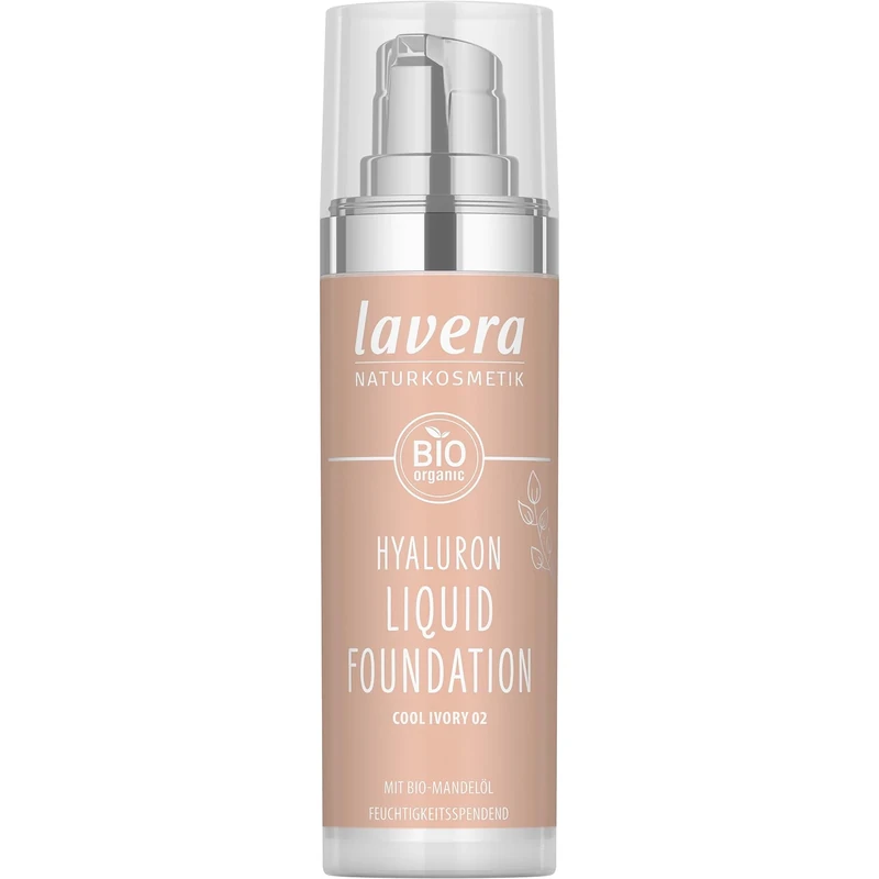 lavera Hyaluron Liquid Foundation - Cool Ivory 02 - natural cosmetics - Vegan - Silky, lightweight texture - free from mineraloil - Natural hyaluronic acid & Organic almond oil - 30ml