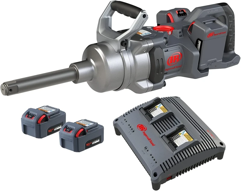 Ingersoll Rand 20V Battery Impact Wrench, 1 Inch, 4000 Nm Torque, Long Anvil Kit with 4 Batteries & Dual Charger, UK Plug