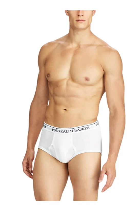 POLO RALPH LAUREN Men's Classic Fit Cotton Briefs 4-Pack, White/Cruise Navy, XXL