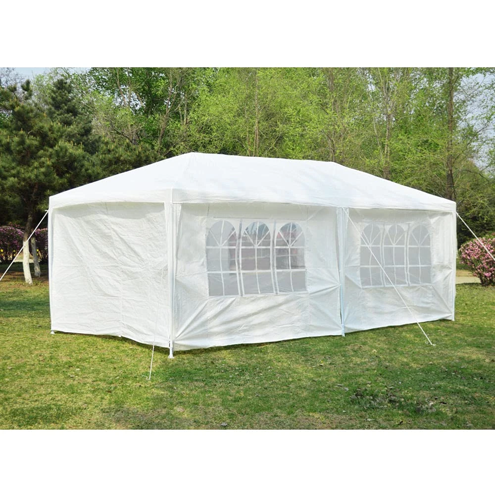 Event Gazebo with 4 Side Panels, Outdoor Waterproof Party Tent Marquee with Coated Steel Frame (White, 3X6M)