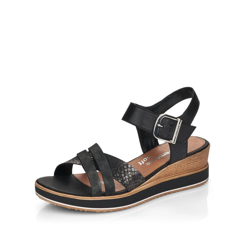 Remonte D6454, Wedge Sandal, Graphit/Schwarz/Schwarz / 00,