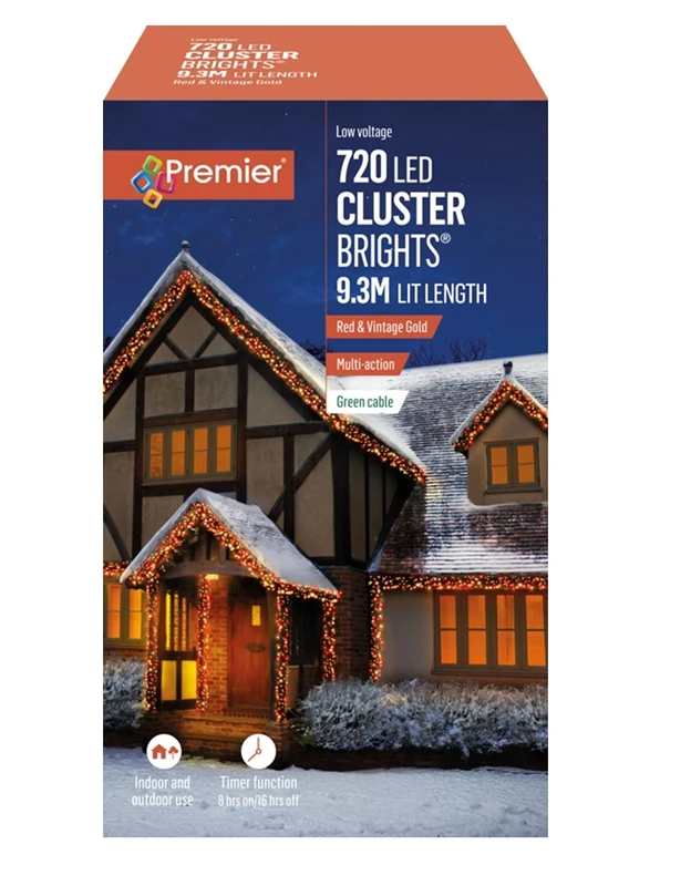 720 M-A LED Clusters Timer Vintage Gold & Red