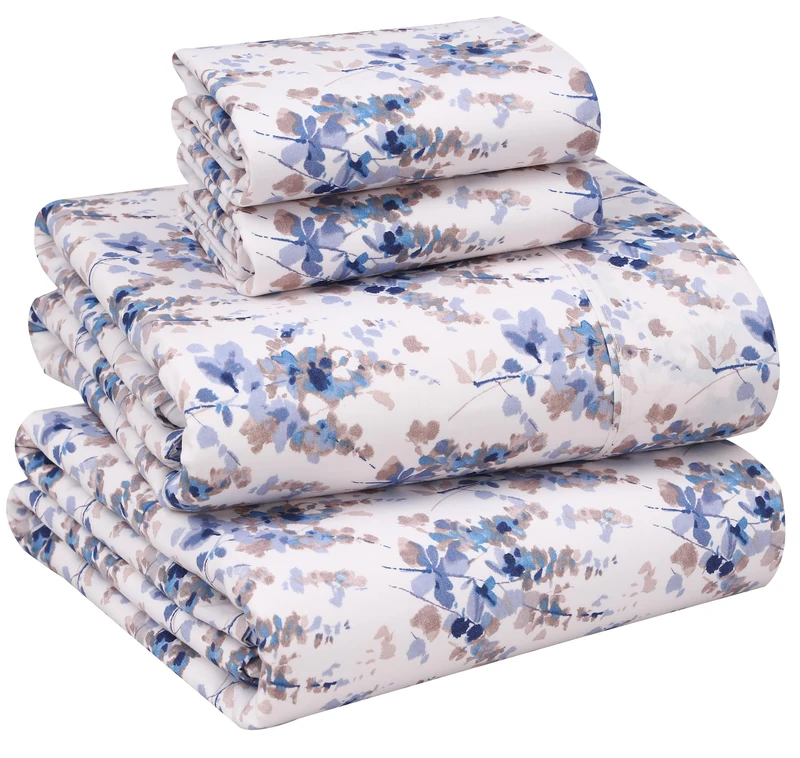 Ruvanti 100% Cotton Queen Sheets - Crispy Cooling Percale 4-Piece Set - Breathable & Durable With 16 Inches Deep Pocket - Maple - Image 1