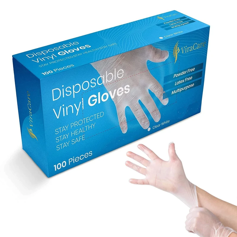 100 x Disposable Gloves | Vinyl Gloves Disposable | Latex free gloves | Powder Free Gloves | Strong And Non-Sterile | (Large, 5 Packs +)
