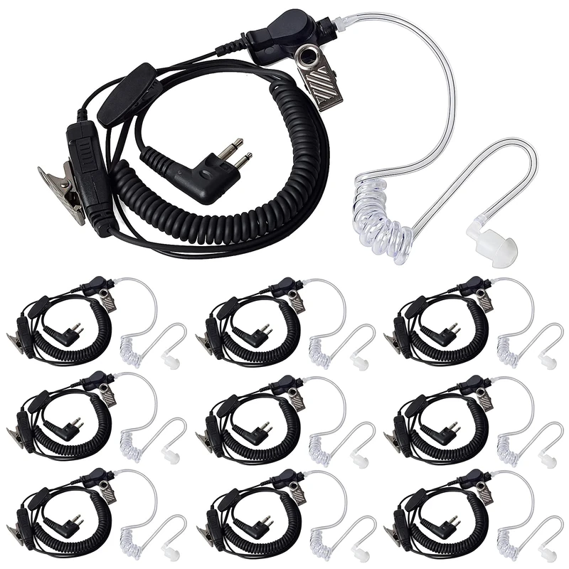 HYS Walkie Talkie Earpiece Compatible with Motorola CLS1110 CP200 CP040 CP1200 GP300 Radio, Acoustic Tube Security Headset with PTT Mic (TB08M-10)