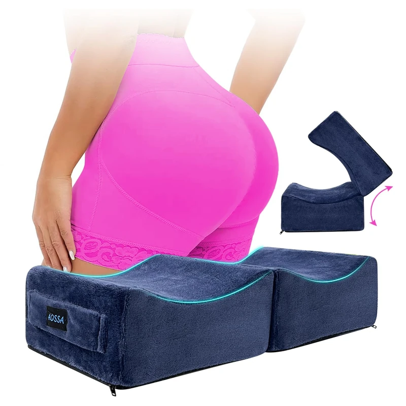 AOSSA BBL Pillow After Surgery for Butt Brazilian Butt Lift Pillow Booty for Sitting Driving Car Seat Office Chair Lipo,Portable & Lightweight (Blue) - Image 1