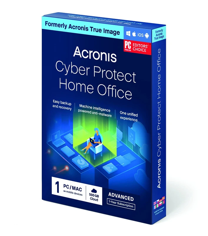 Acronis Cyber Protect Home Office | Advanced Edition | Virus Protection and Internet Security Software | incl. Backup Protection | 500 GB Cloud Storage | 1-year subscription | Box with code | 1 PC/Mac - Image 1