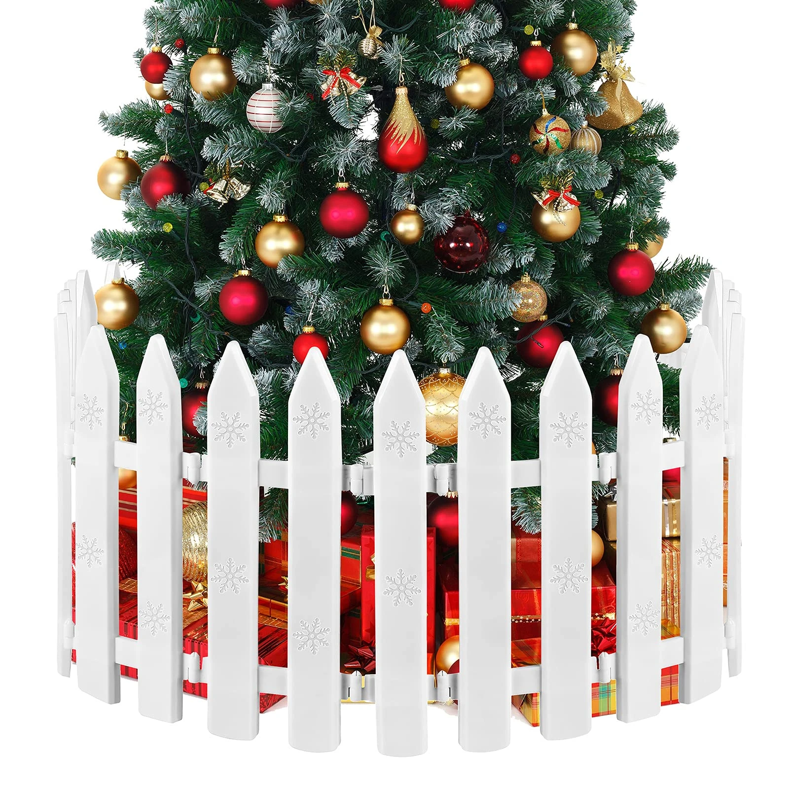 MCEAST 16 Pieces White Plastic Traditional Christmas Tree Fences, 4.6 x 12 Inches, Ideal for Home, Wedding, Fairy Garden, Party