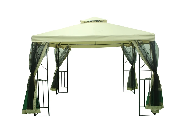 Pop up Barbados Gazebo Patio Garden Party Tent 3 x 3m - Heavy Duty Steel Frame Poles Top Roof Portable Waterproof Canopy Shelter Sunshade