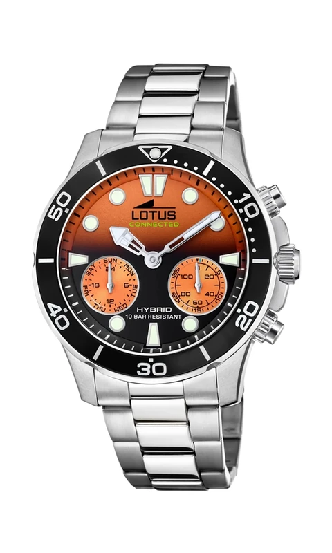 LOTUS Model 18800 Watch from The Connected Collection, 44.5 mm Case with Steel Strap for Men, Orange, Dress Watch - Image 1