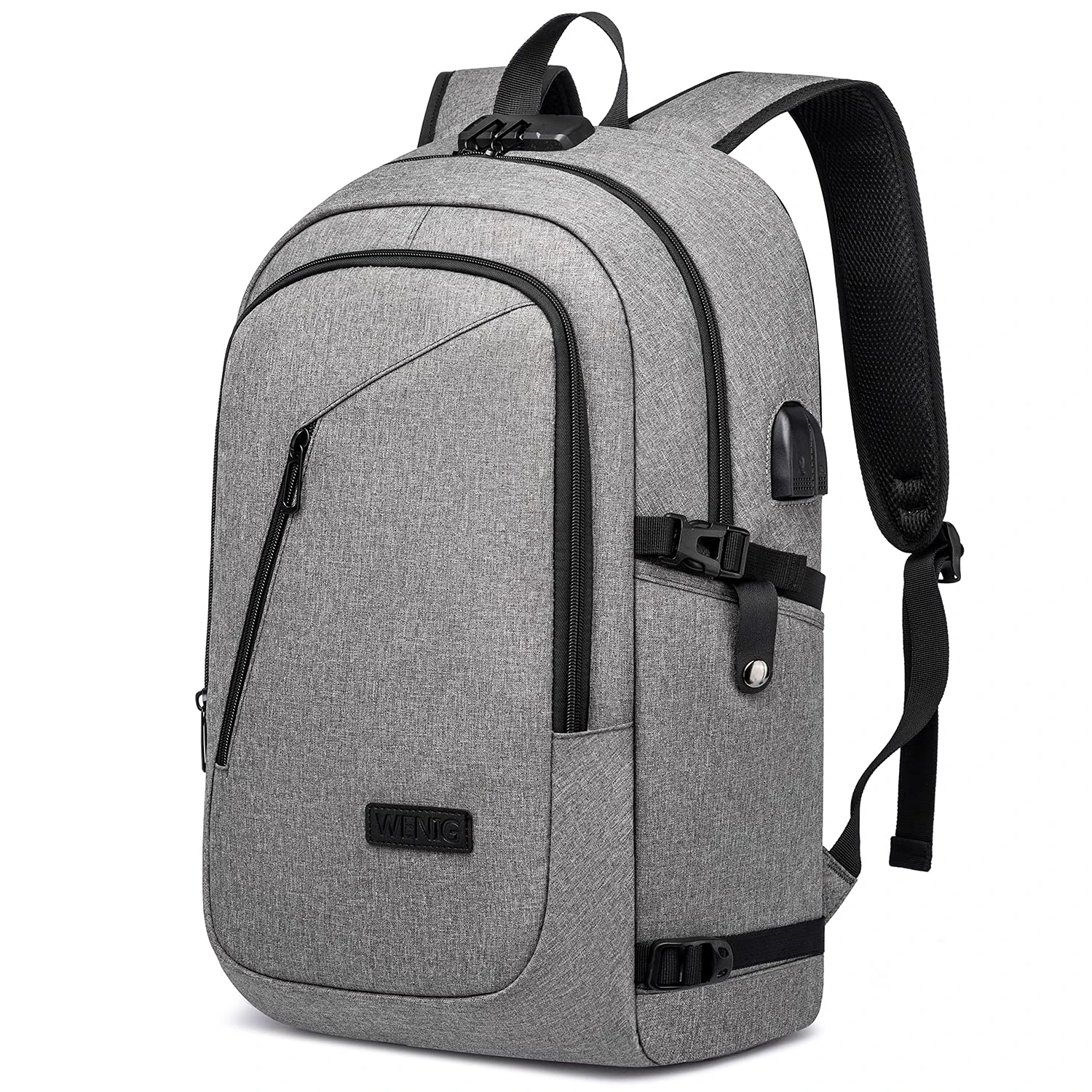 Large Laptop Rucksacks for Men with USB Charging Port 17.3 Inch Travel Laptop Bag Water Resistant Anti Theft Business Work College School Computer Backpack for Men Women Grey-1