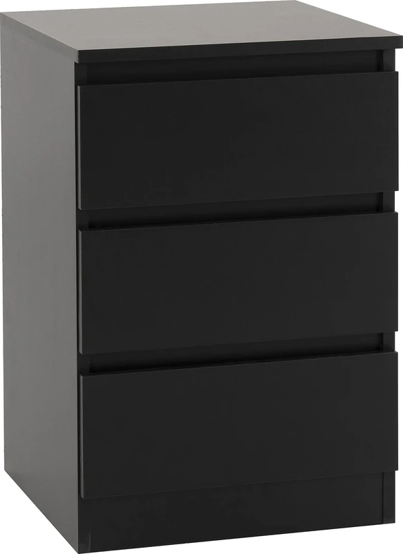 Seconique Malvern 3 Drawer Bedside in Black