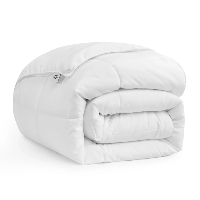 UGG 23743 Aimee King Basic Comforter Machine Washable Quilted Moisture Wicking Soft Cooling Fabric Hotel Style 106 x 96-inch Box Down Alternative Comforters, King/California King, Bright White
