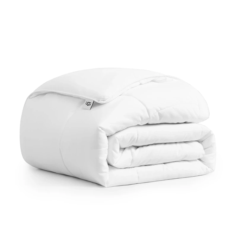 UGG 23742 Aimee Full-Queen Basic Comforter Hypoallergenic Lofty Fill Quilted Blanket Machine Washable 90 x 92-inch Box Stitched Down Alternative Comforters, Full/Queen, Bright White