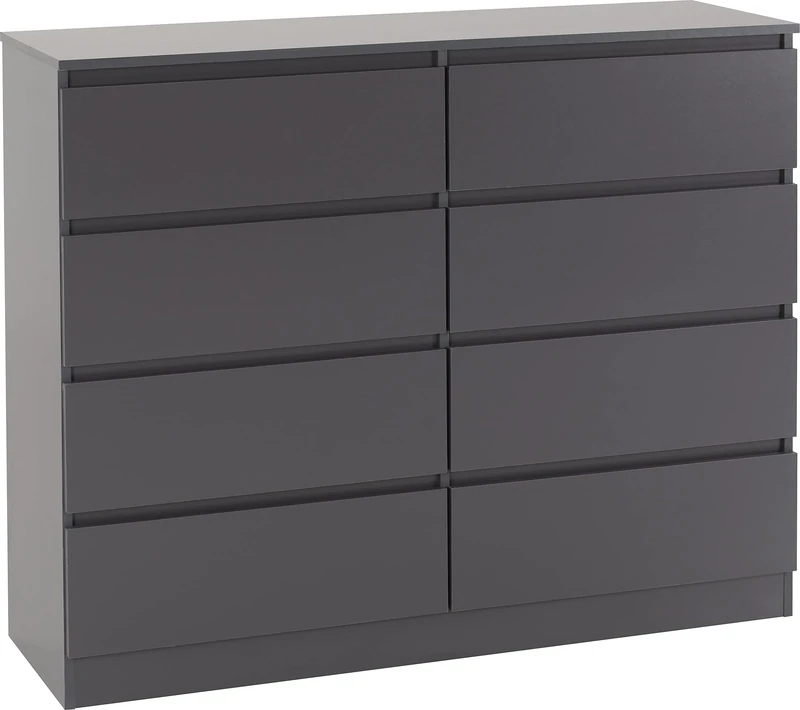 Seconique Malvern 8 Drawer Chest in Grey