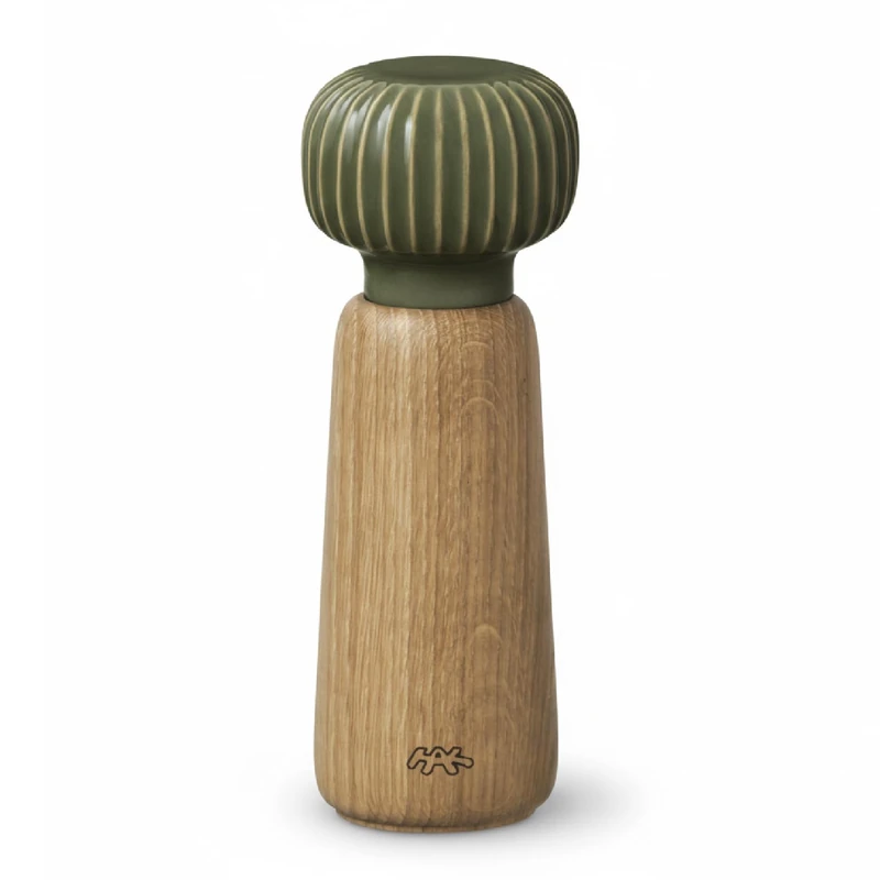 HAK Kähler 692247 Hammershoi Salt and Pepper Mill, Porcelain/Wood, Green