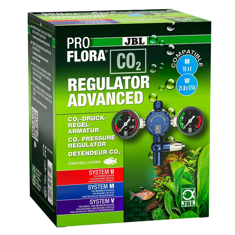 JBL PROFLORA CO2 REGULATOR ADVANCED, pressure control valve for CO2 fertilization systems, with 2 pressure gauges