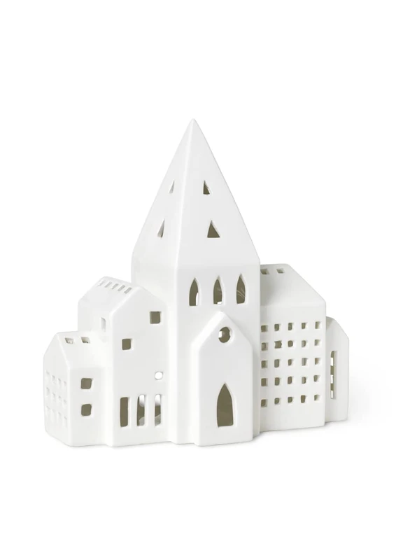 Kähler City Urbania Light House Ceramic Architectural Clear Silhouette Blue