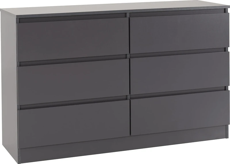 Seconique Malvern 6 Drawer Chest in Grey
