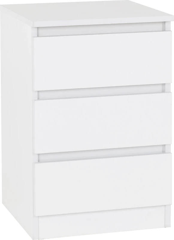 Seconique Malvern 3 Drawer Bedside in White