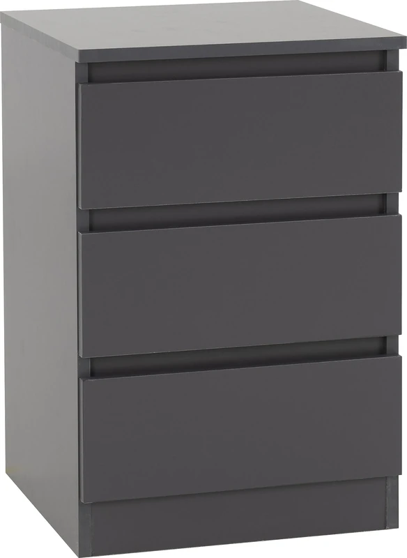 Seconique Malvern 3 Drawer Bedside in Grey