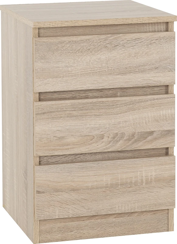 Seconique Malvern 3 Drawer Bedside in Sonoma Oak Effect