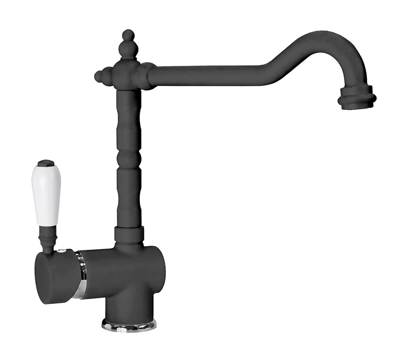 Kitchen Mixer Plados Single Lever MIXOLD Old Fashion with Swivel spout and Side Lever - Matt Black - Image 1