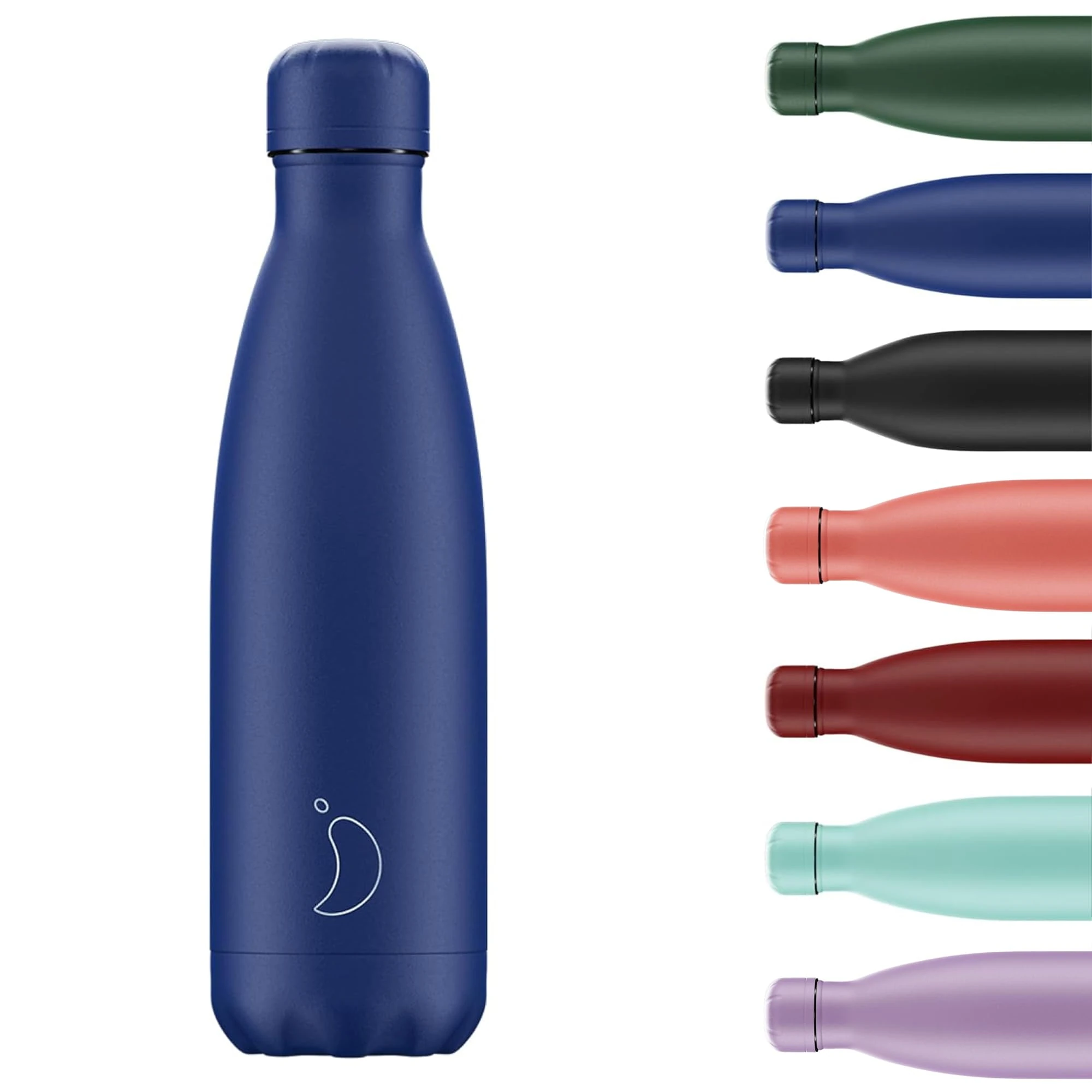 Chilly's Original Water Bottle - Vacuum Insulated Stainless Steel Water Bottle, Reusable Thermal Flask for Hot & Cold Drinks - Leak Proof, No Sweat - Matte - All Blue - 500ml