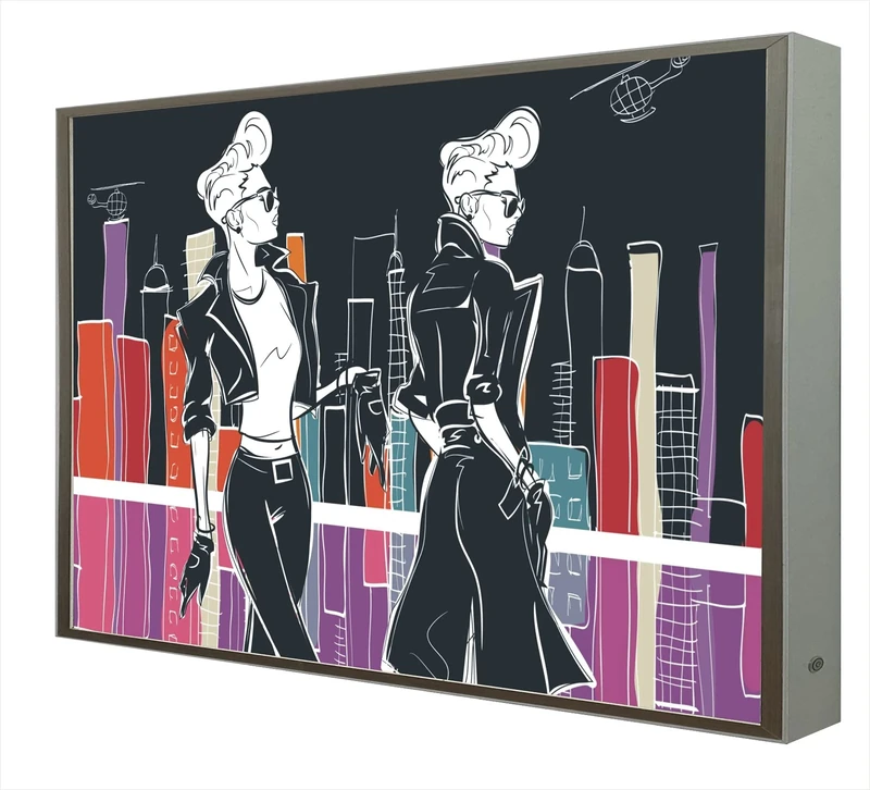 Picture with Wooden Frame Lacquered in White Illuminated with LED Light Series Pop Art Models