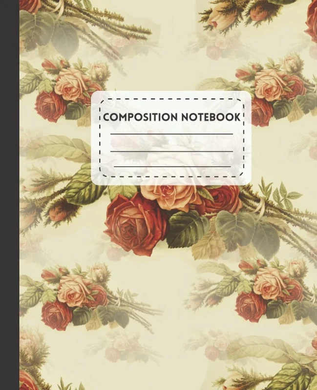 vintage composition notebook: College Ruled Paper Notebook Journal | Beautiful Vintage Flower Illustration ,100 Pages, 7.5" x 9.25"