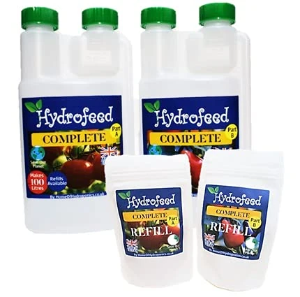 Hydrofeed Complete 2 Part Hydroponics Nutrients & Measuring bottles