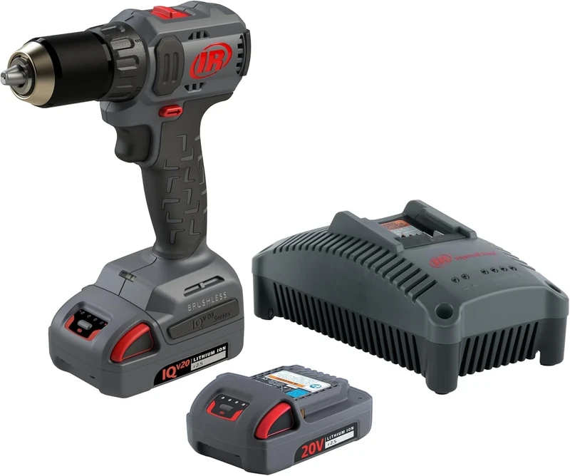 Ingersoll Rand D3141-K22-EU Cordless Compact Drill Driver 20V Brushless Motor with 50 Nm Torque, Metal Keyless Chuck, 2-Speed Setting,Ergonomic Design