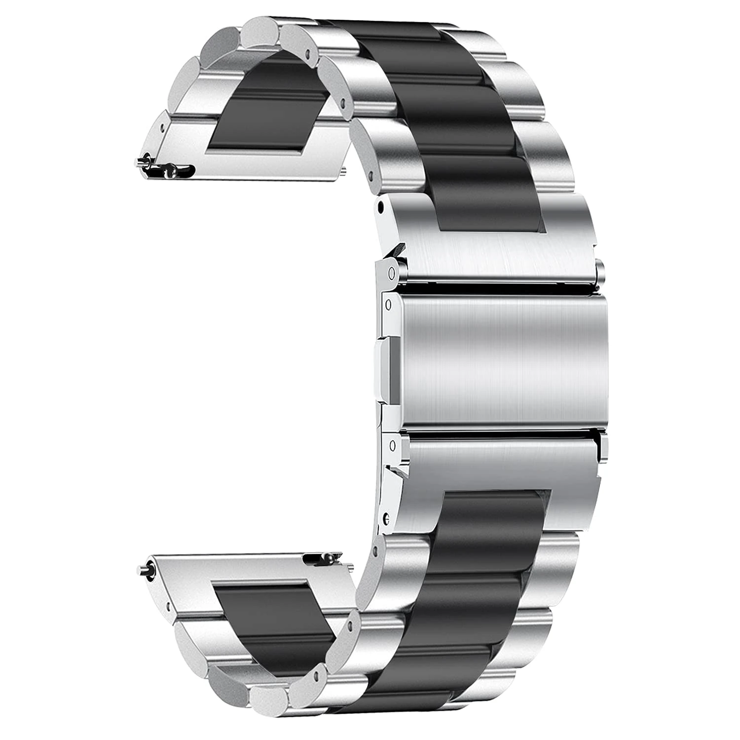 TStrap Metal Watch Strap 20mm - Black Quick Release Watch Bands for Men Women - Brushed Solid Stainless Steel Smart Watch Bracelet - Ladies Replacement Band Clasp Buckle - 16mm 18mm 20mm 22mm