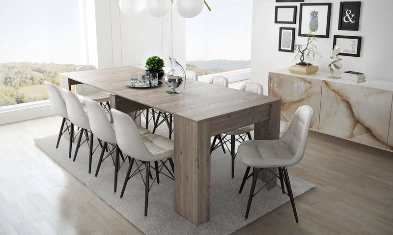 Dmora - Extendable console table Alberique, Table with extensions, Multipurpose console, Extendable dining table up to 10 seats, 90/237x51h78 cm, Oak