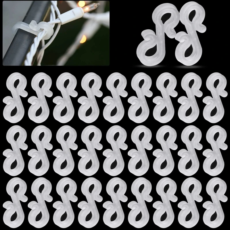 Weysoo Gutter Hooks, 120 Pcs Gutter Clips for Christmas Lights, Reusable Gutter Hooks for Outdoor Lights, Plastic Gutter Light Clips for Xmas Icicle Fairy String Lights Decoration(Translucent)