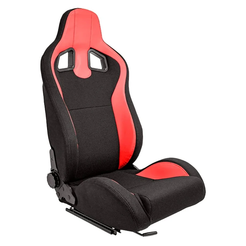 AutoStyle Sport seat 'MR' - Black Synthetic leather + Red Pine Fabric- Dual-side reclinable back-rest - incl. slides