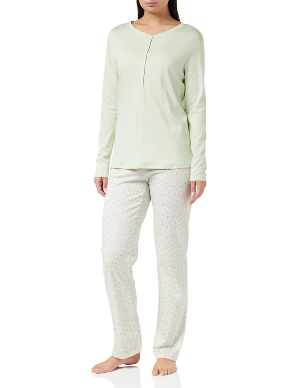 Calida Women's Blooming Nights Pajama Set, Tender Green, 36-38