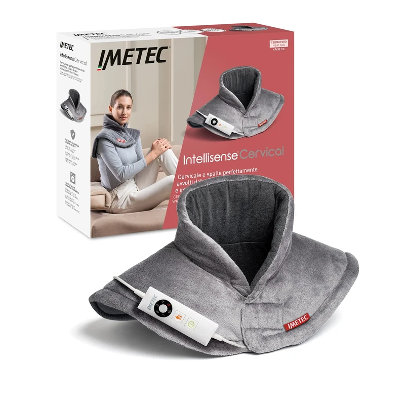 Imetec Intellisense Cervical Thermal Cushion, 47 x 52 Cm, Hypoallergenic Fabric, 5 Temperature, Grey