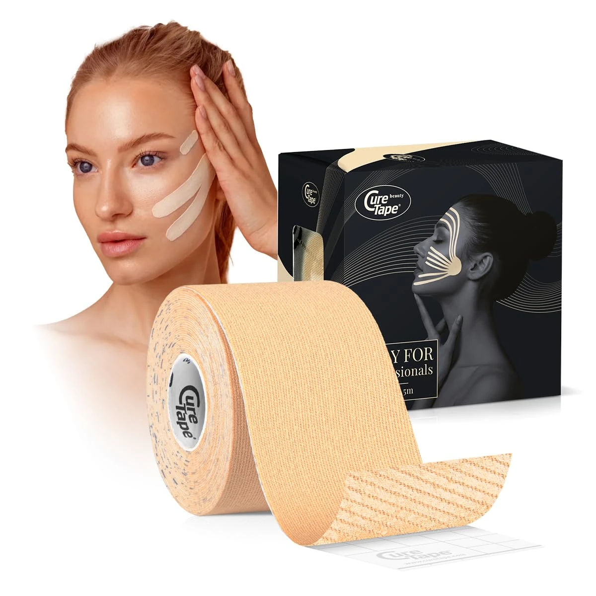 CureTape Beauty Kinesiology Tape | Anti-Wrinkle Face Tape | Face Lift Tape for Toning, Firming & Tightening The Skin | Kinesiology Tape for Face and Sensitive Skin | Soft on The Skin