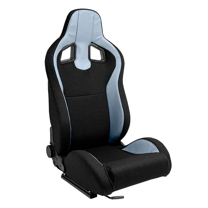 AutoStyle Sport seat 'MR' - Black Synthetic leather + Grey Pine Fabric- Dual-side reclinable back-rest - incl. slides