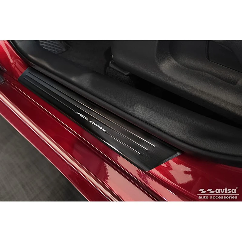 Avisa Black Inox door sill protectors compatible with Toyota Yaris 2020- incl. Facelift, excl. GR/Toyota Yaris Cross 2021- / Toyota C-HR II 2023- - 'Special Edition' - 4-pieces
