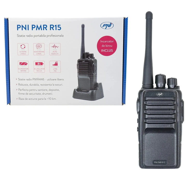 Professional portable radio PNI PMR R15 0.5W, ASQ, TOT, CTCSS-DCS, Monitor, 1200mAh, Programmable